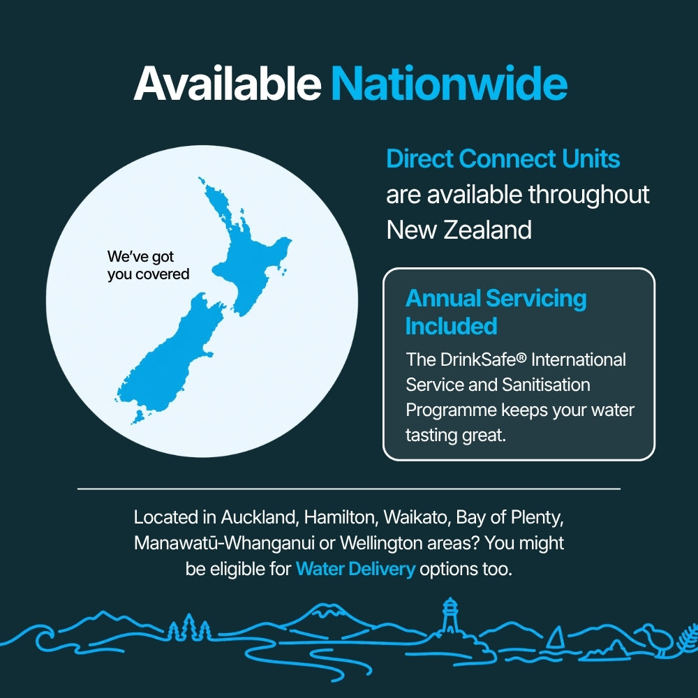 Just Water's Direct Connect unit is available throughout New Zealand