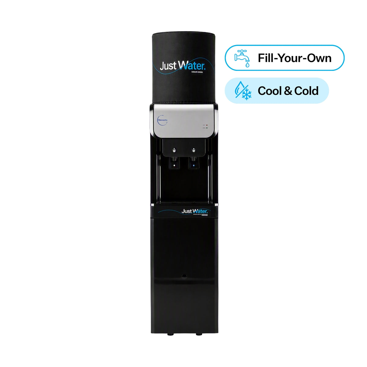 Just Water Fill-Your-Own Cool & Cold Black & Silver Water Cooler