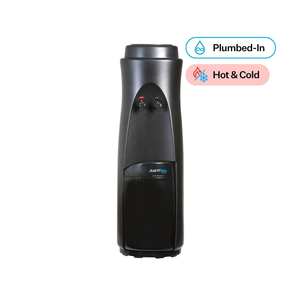 Black Floor Standing Plumbed-in Water Cooler with Hot & Cold function