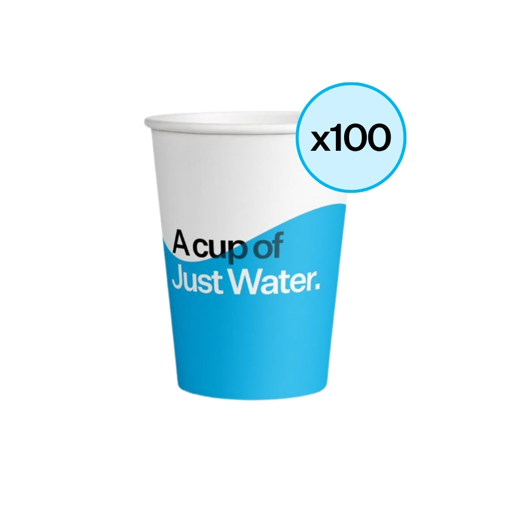 100 Just Water Paper Cups